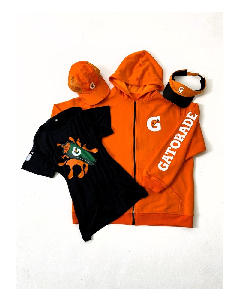 Gatorade — fleece, camiseta, bonés e viseira